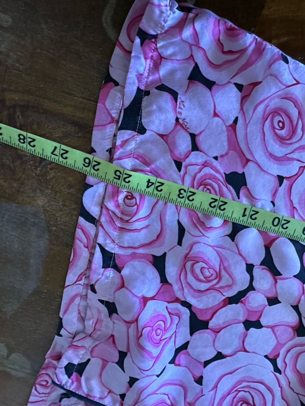 Nick & Nora Pink Rose Print 100% silk Pajama Set Floral Long Sleeve & Pants FLAW - Picture 15 of 15